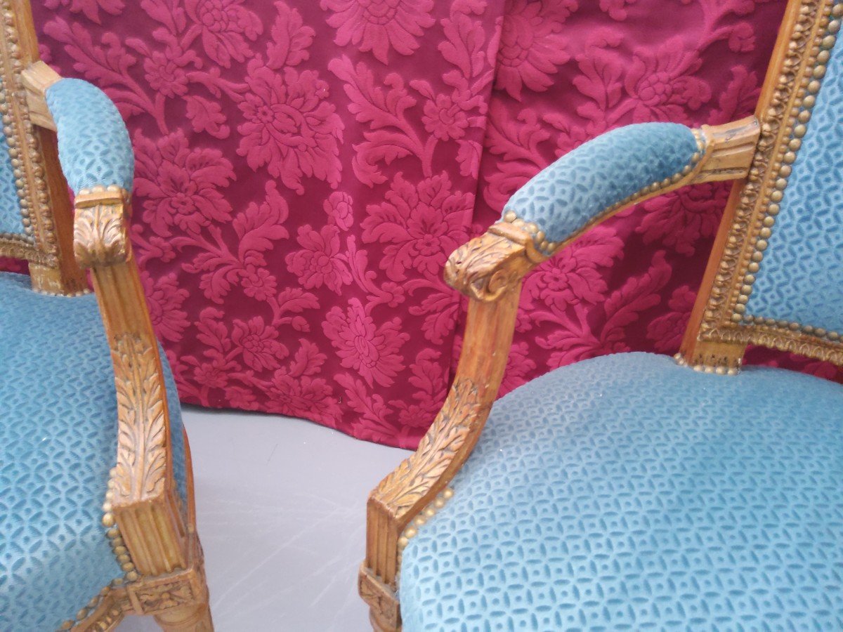 Paire De Fauteuils à Chapeaux D époque Louis XVI-photo-4